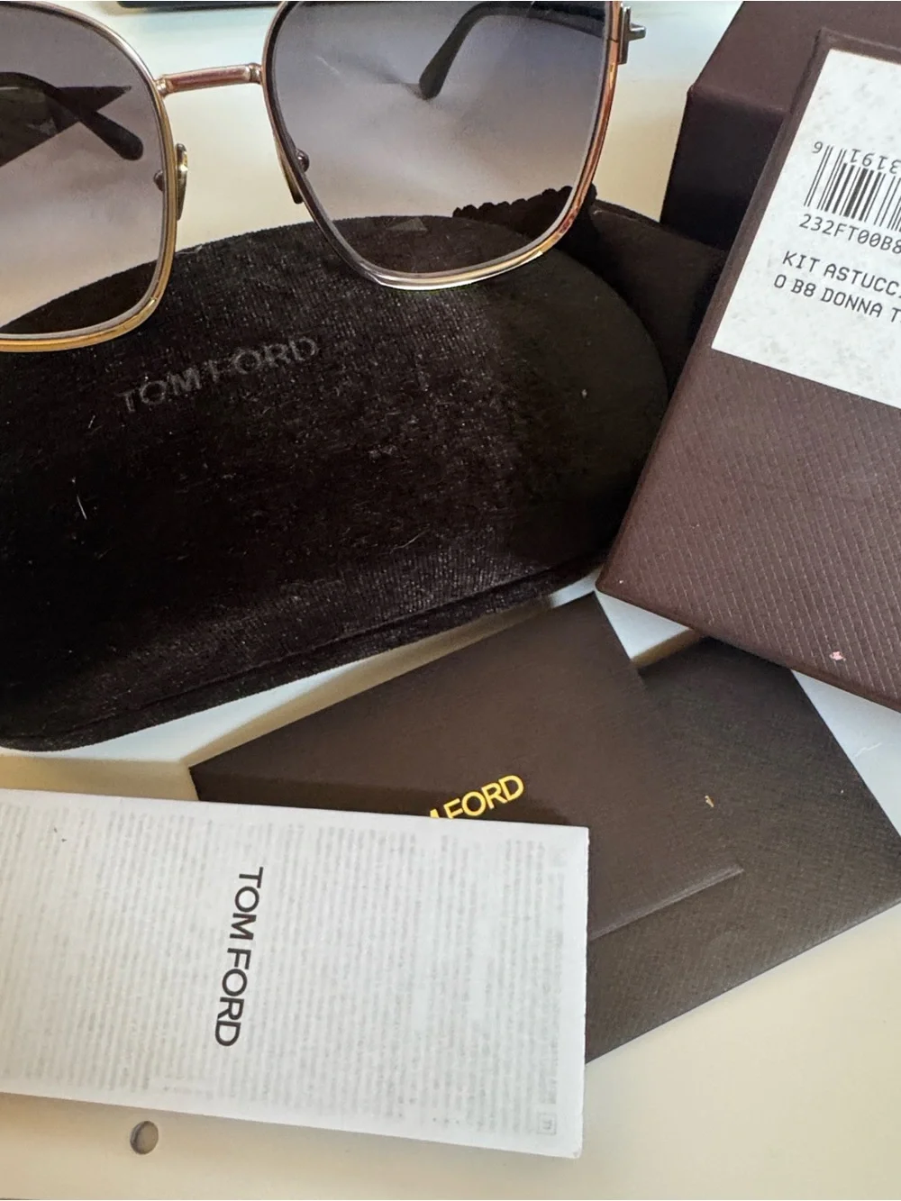 Tom Ford Gold and Brown Oversized Square Sunglasses